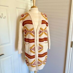 Simply Southern Cozy Aztec Cardigan Wrap - Size Small - soft Sherpa knit